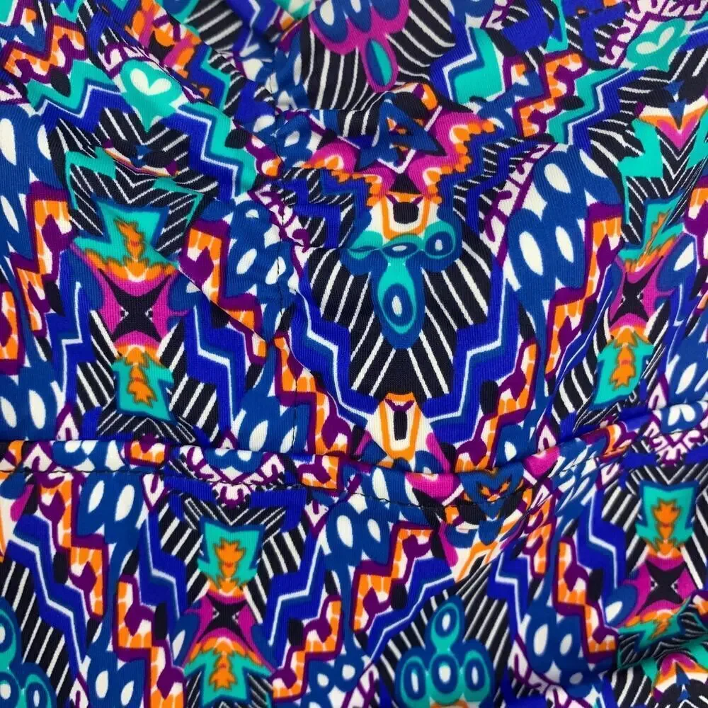 NWT Swim Solutions Sz 18 Tummy Control Shirred Tribal Print One Piece Swimsuit - Picture 3 of 9